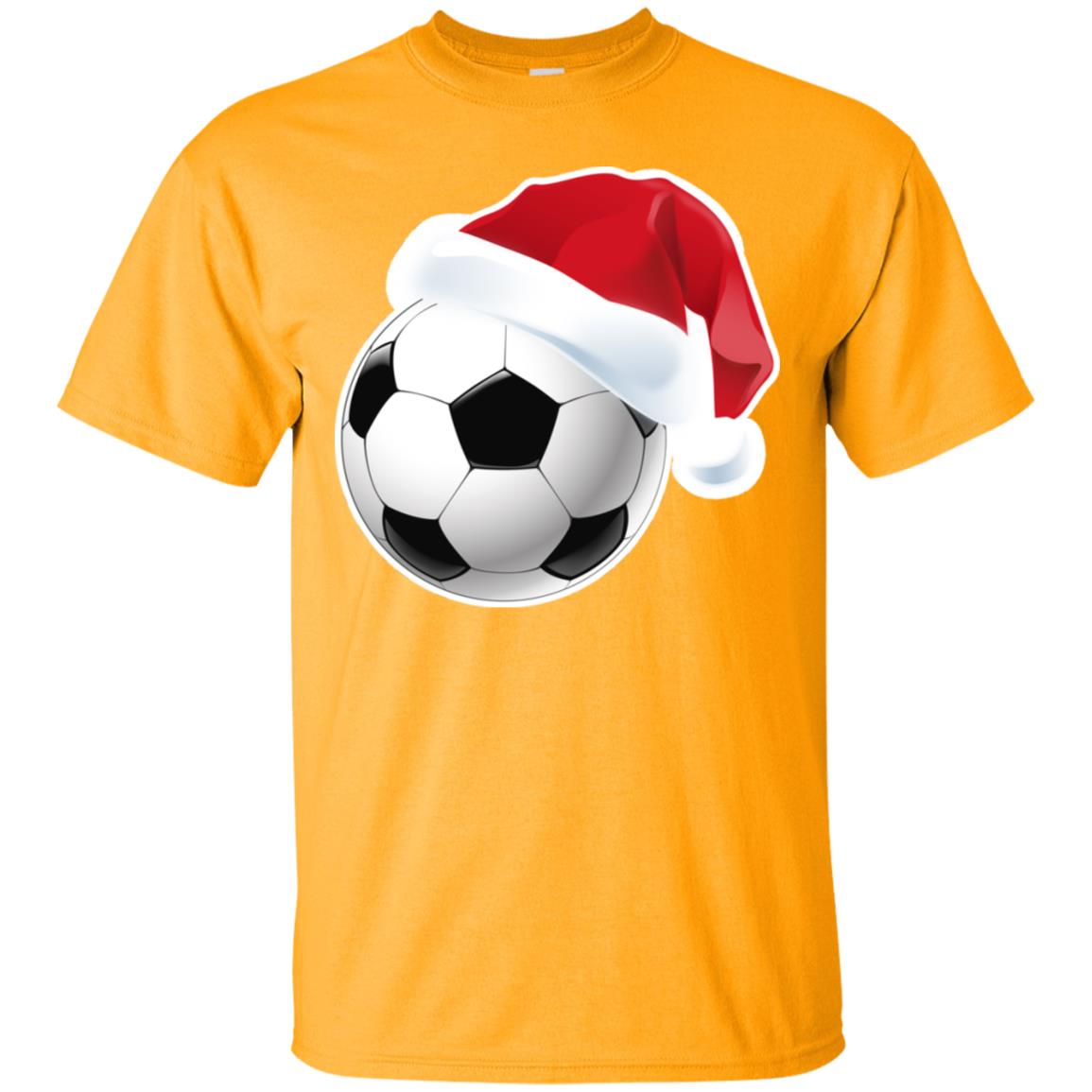 Soccer With Santa Claus Hat X-mas Shirt For Soccer Lovers Gold
