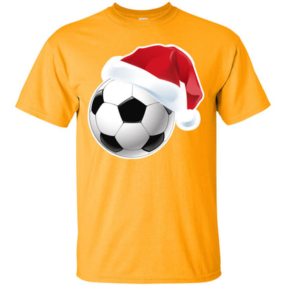 Soccer With Santa Claus Hat X-mas Shirt For Soccer Lovers Gold