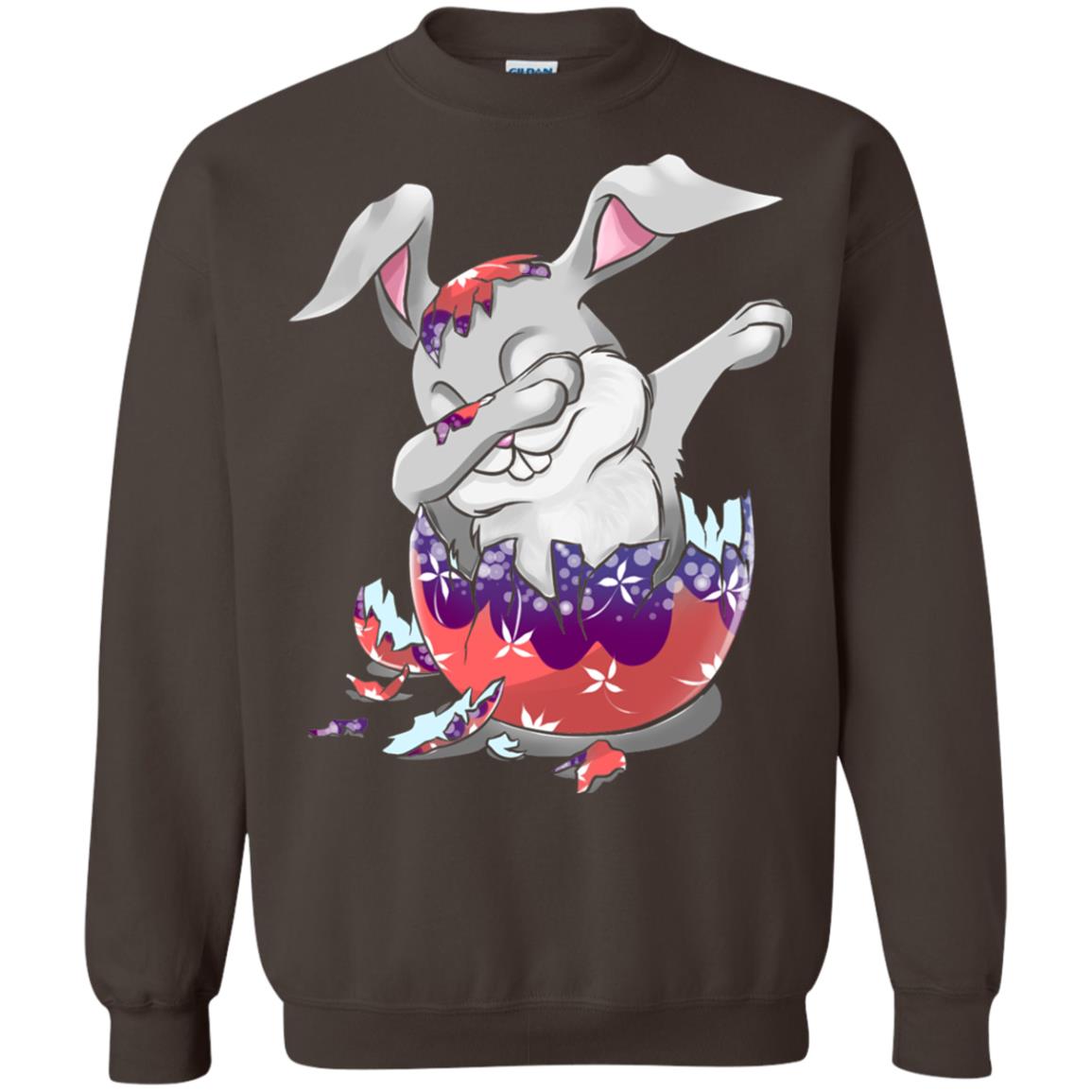 Funny Dabbing Bunny T-shirt For Kids Easter Gift Dark Chocolate