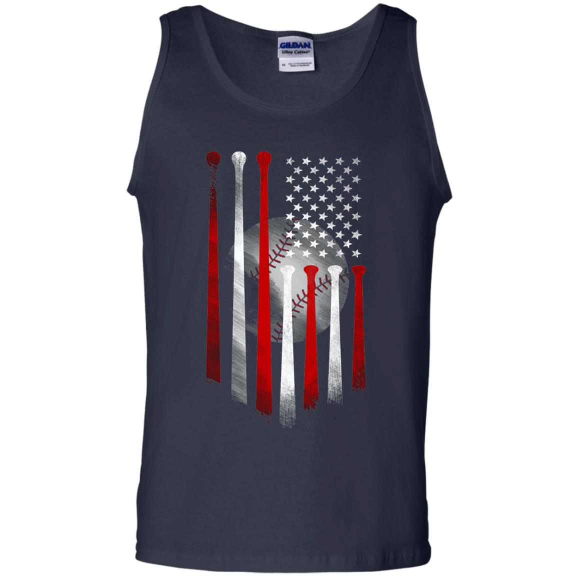 American Flag Baseball Flag Baseball Lover T-shirt Navy