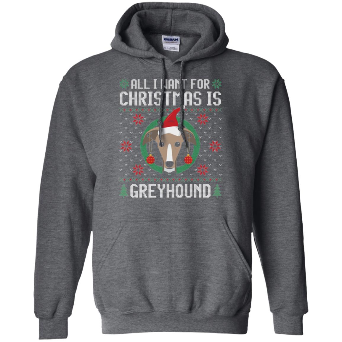 Chirstmas T-shirt All I Want For Christmas Is Greyhound Dark Heather