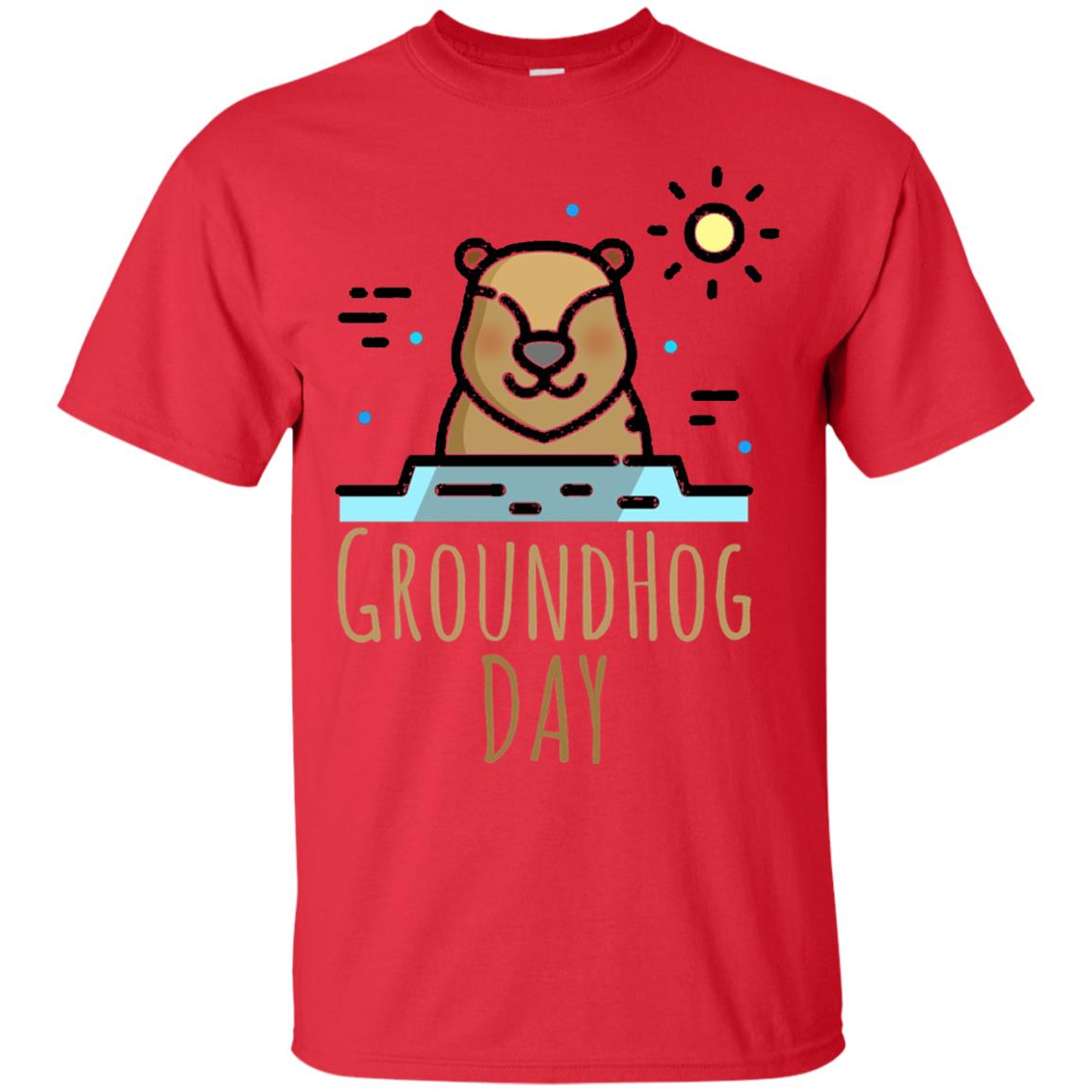 Happy Groundhog Day T-shirt Feb 2nd Red