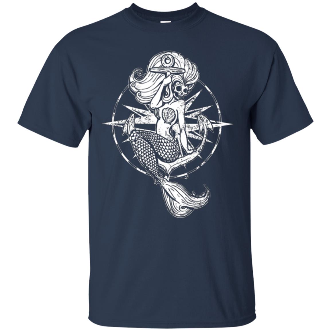 Mermaid Lover T-shirt Skull Mermaid Navy