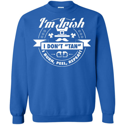 I_m Irish I Don_t Tan I Burn Peel Repeat Saint Patrick_s Day Shirt Royal