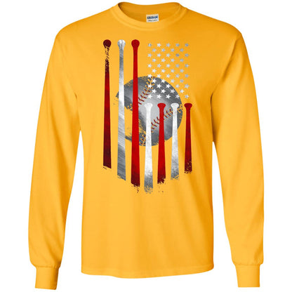 American Flag Baseball Flag Baseball Lover T-shirt Gold