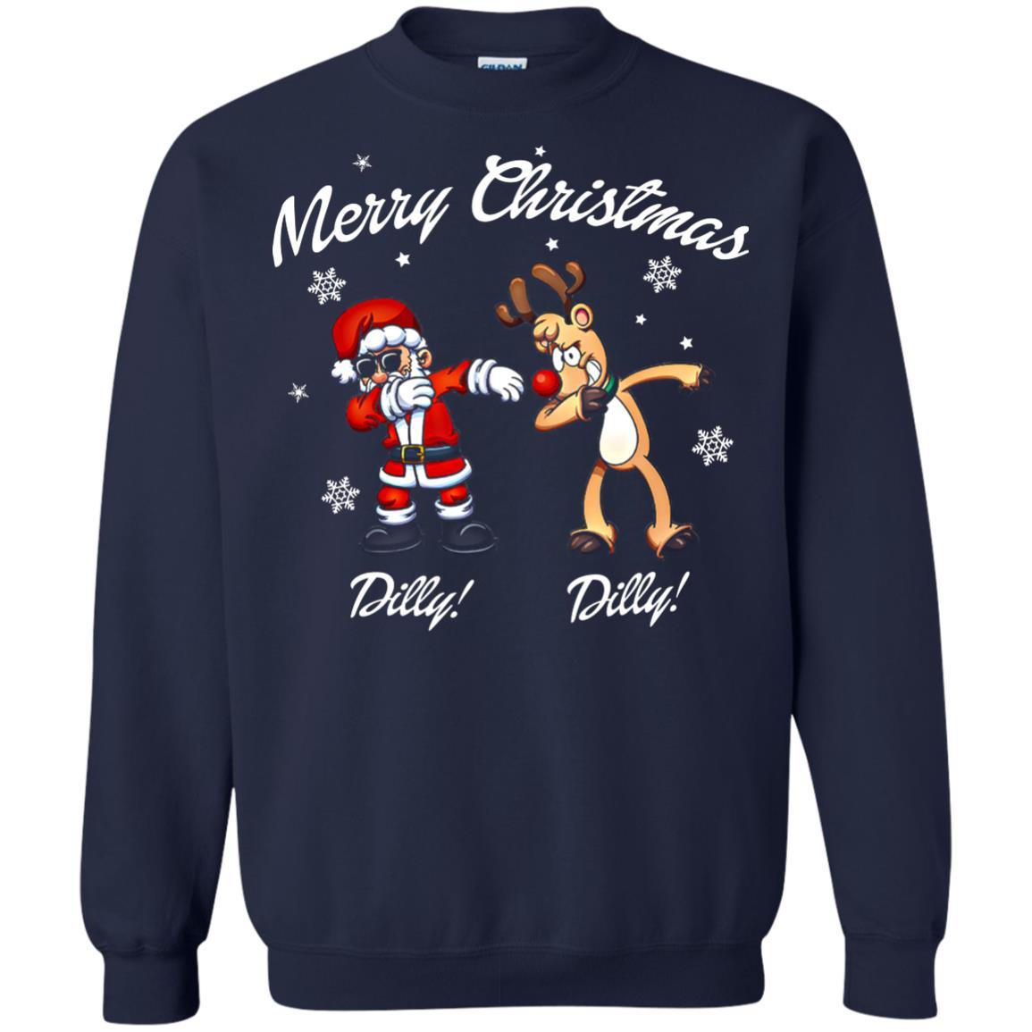 Christmas T-shirt Santa And Reindeer Dilly Dilly