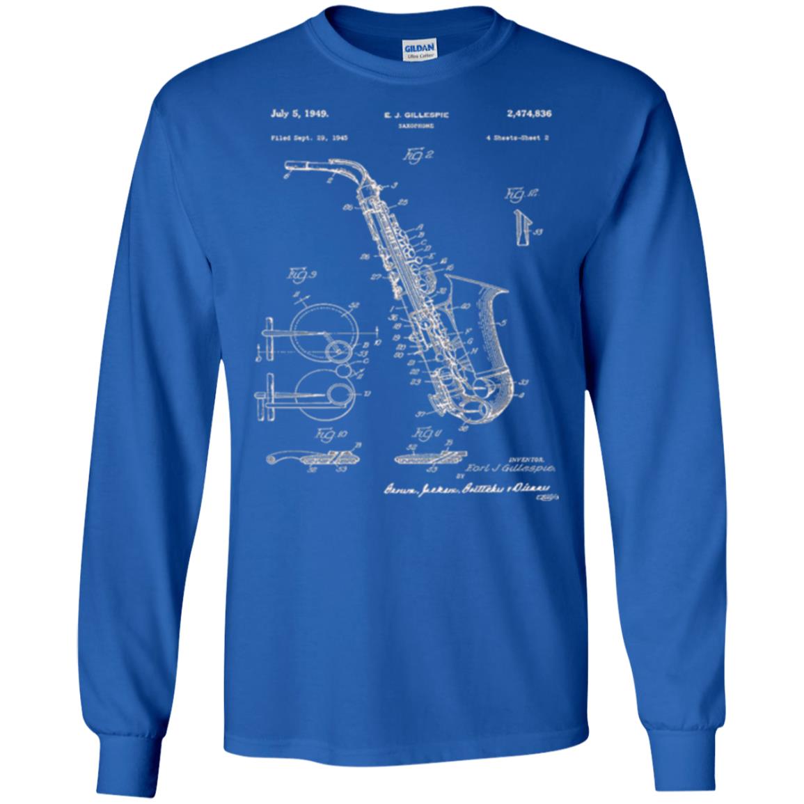 Saxophone Patent Graphic T-shirt Royal