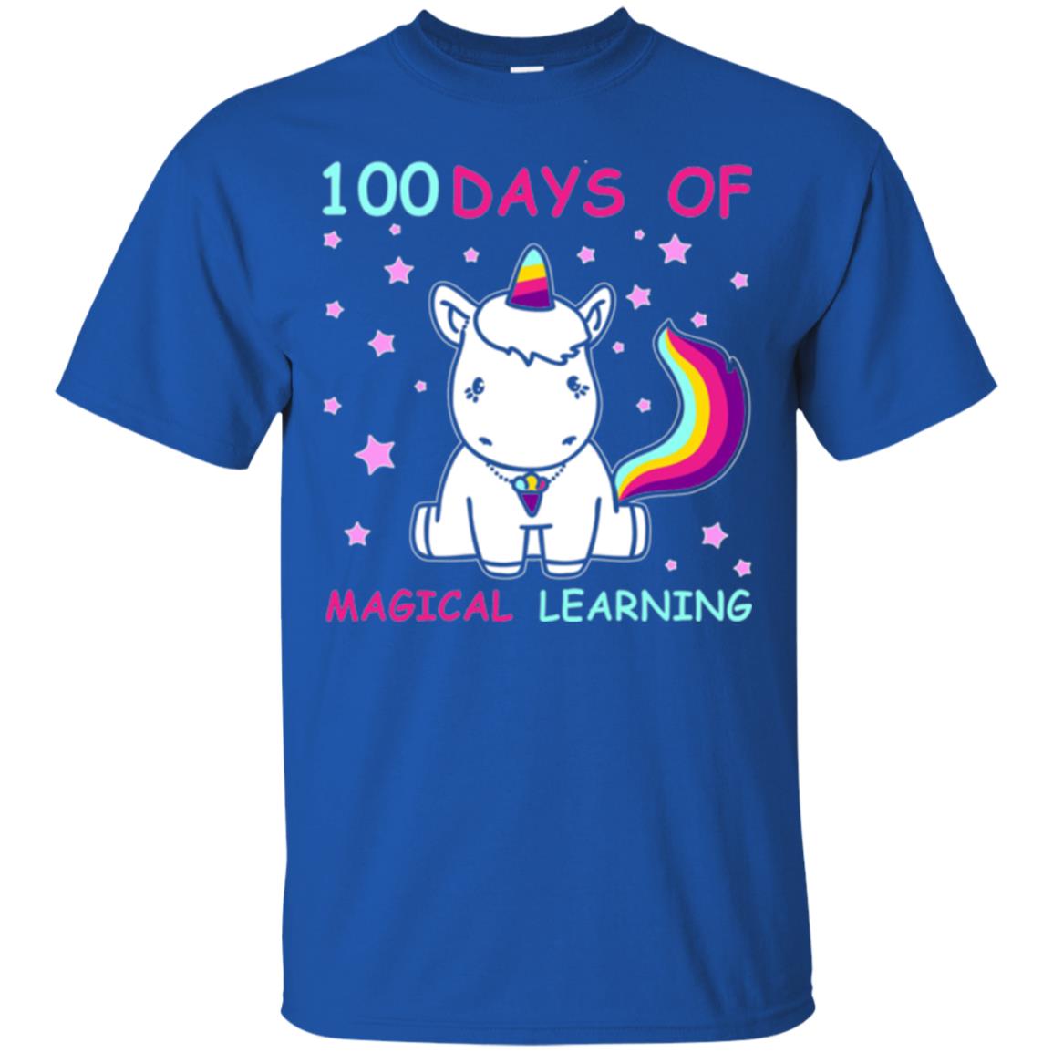 Unicorn Lover T-shirt 100 Days Of Mgical Learning Royal
