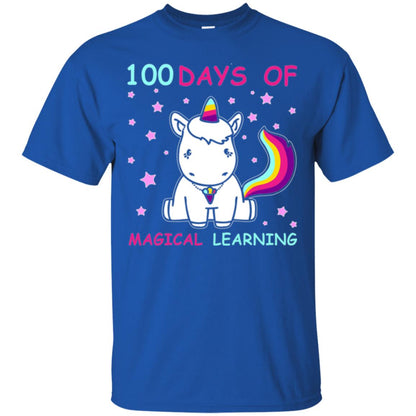 Unicorn Lover T-shirt 100 Days Of Mgical Learning Royal