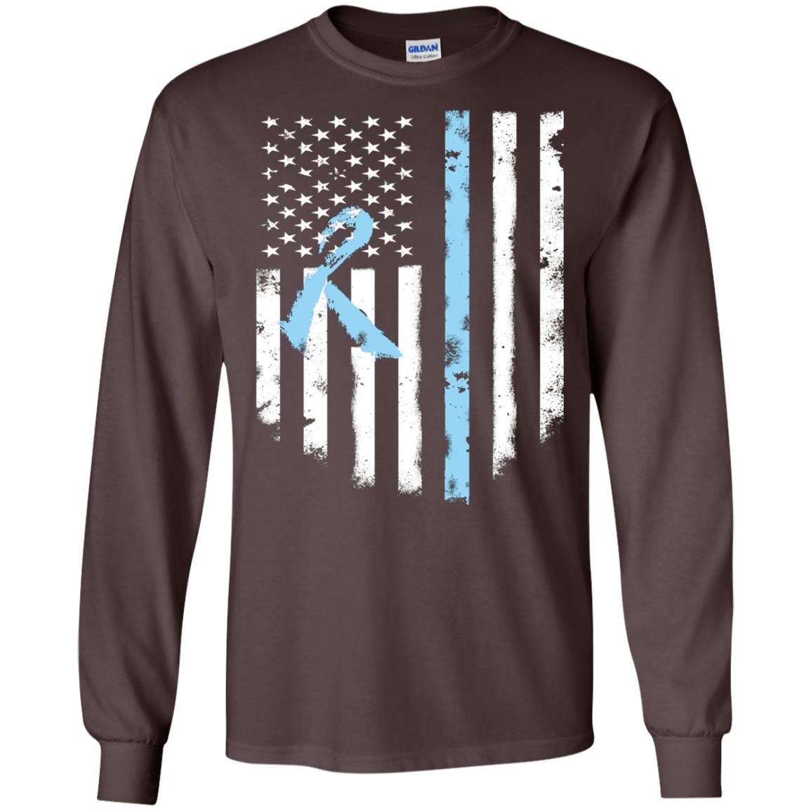 Ribbon American Flag Prostate Cancer Awareness Shirt Dark Chocolate