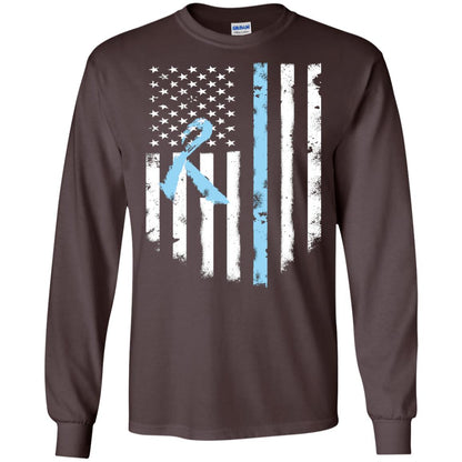 Ribbon American Flag Prostate Cancer Awareness Shirt Dark Chocolate