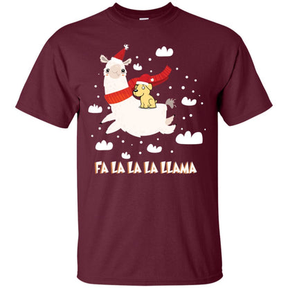 Fa La La La Llama With Labrador X-mas Gift Shirt Maroon