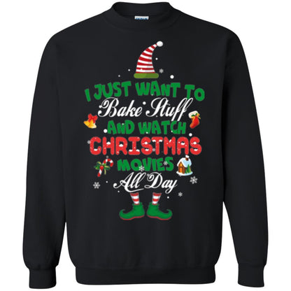 Christmas T-shirt I Just Want To Bake Stuff And Watch Christmas Movies Black