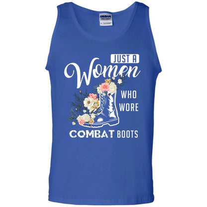Just A Women Who Wore Combat Boots Female Veteran T-shirt Royal