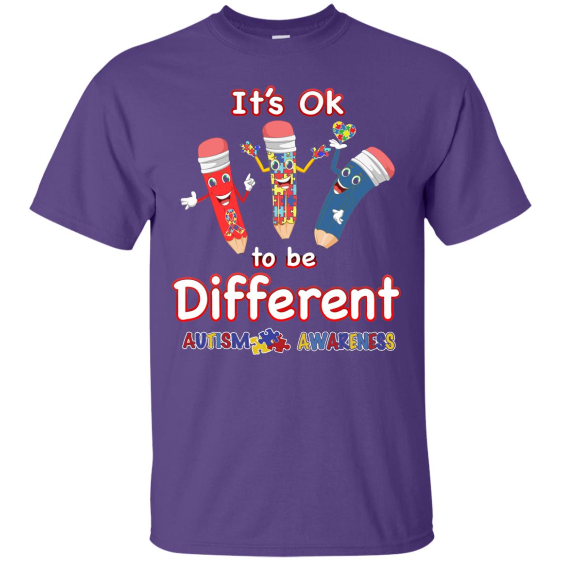 Its Ok To Be Different Autism Awareness T-shirt Purple