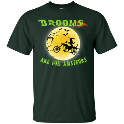 Brooms Are For Amateurs Witches Ride A Motorcycle Funny Halloween Shirt Forest