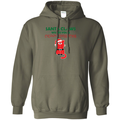 Christmas T-shirt Santa Claws Wishes You A Meowy Christmas Military Green