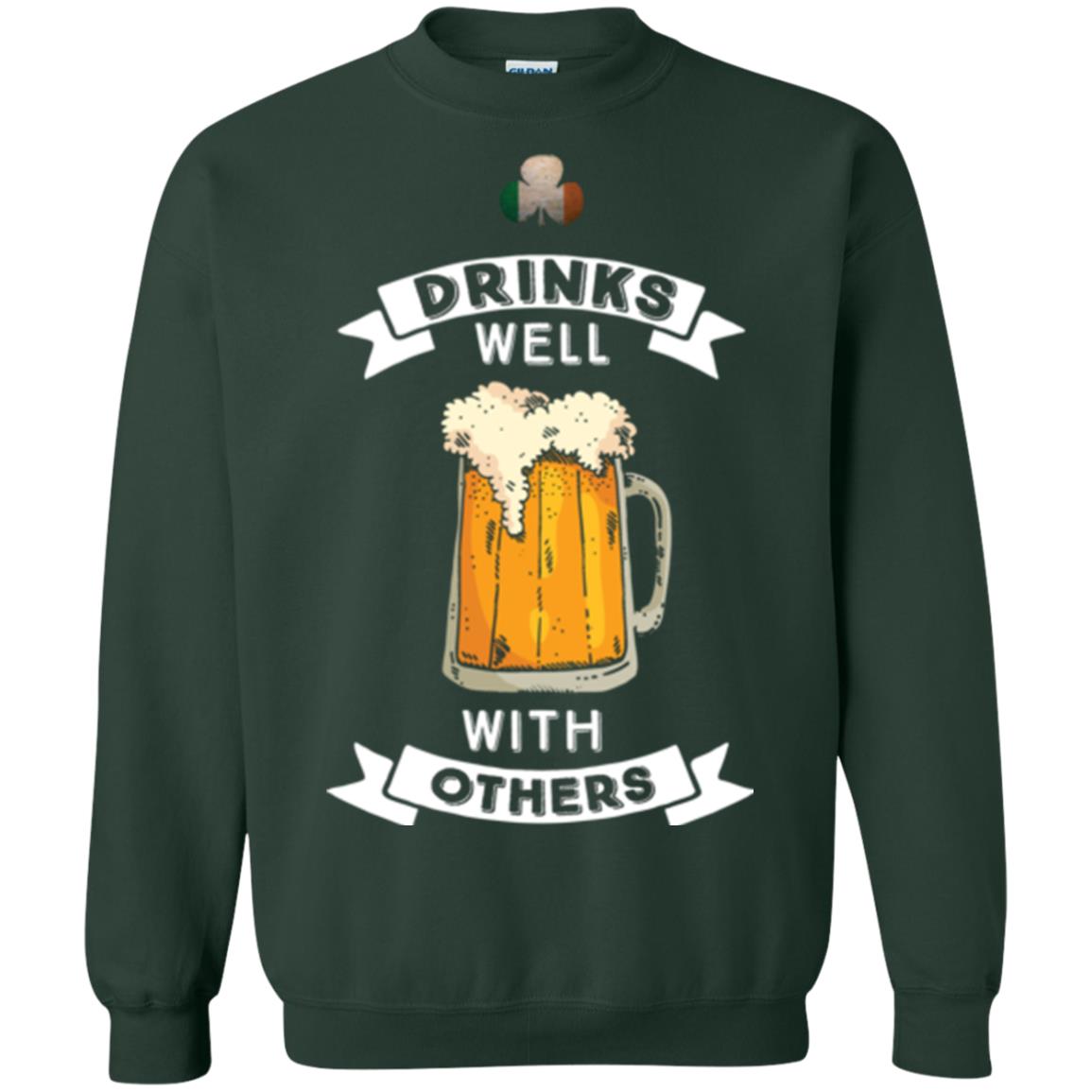 St. Patrick's Day T-shirt Drinks Well With Others Forest Green