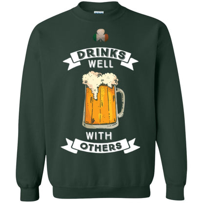 St. Patrick's Day T-shirt Drinks Well With Others Forest Green