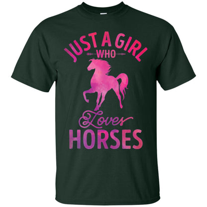 Just A Girl Who Loves Horses T-shirt Watercolor Horse Forest