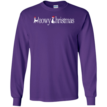 Christmas T-shirt Meowy Christmas Purple