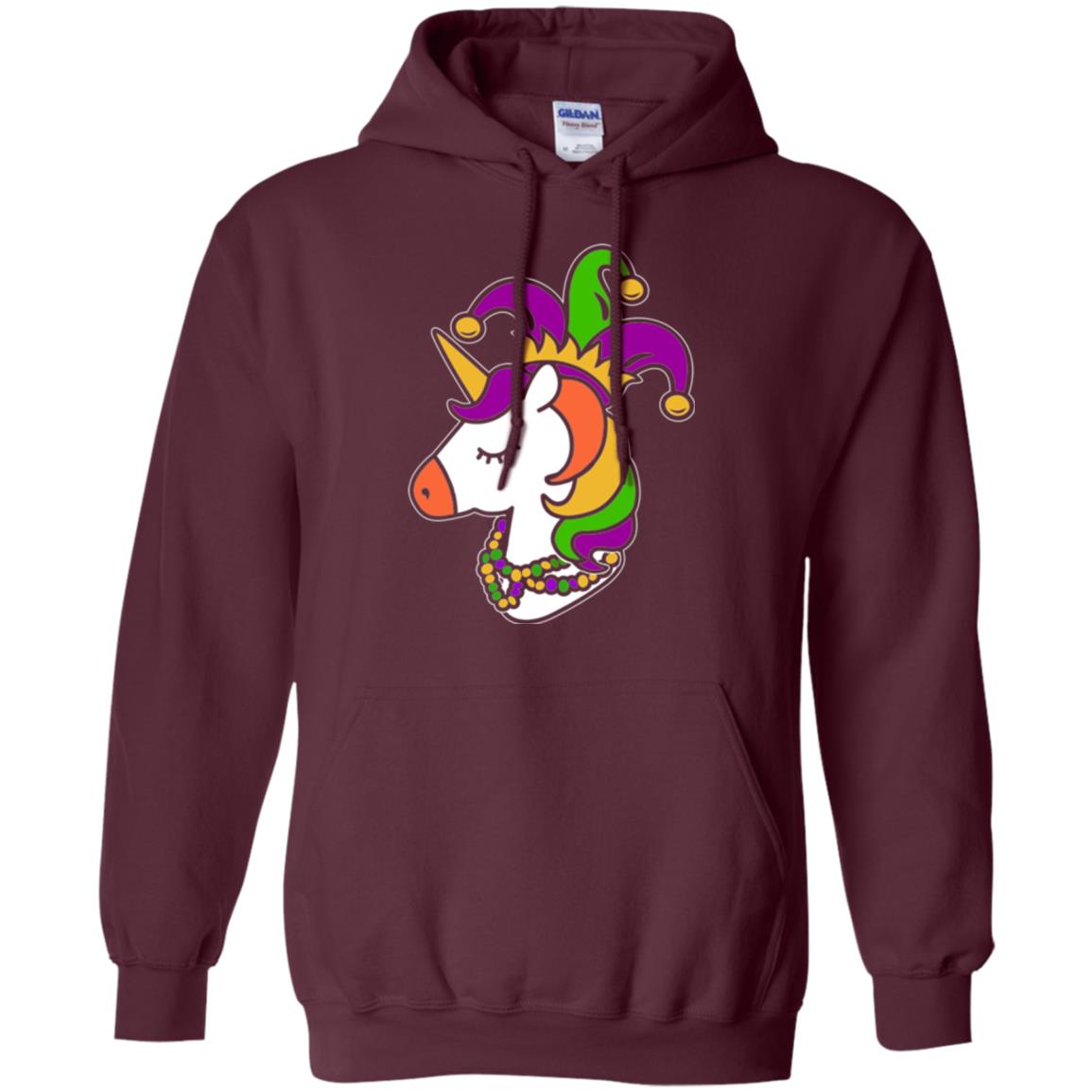 Mardi Gras Unicorn T-shirt Maroon