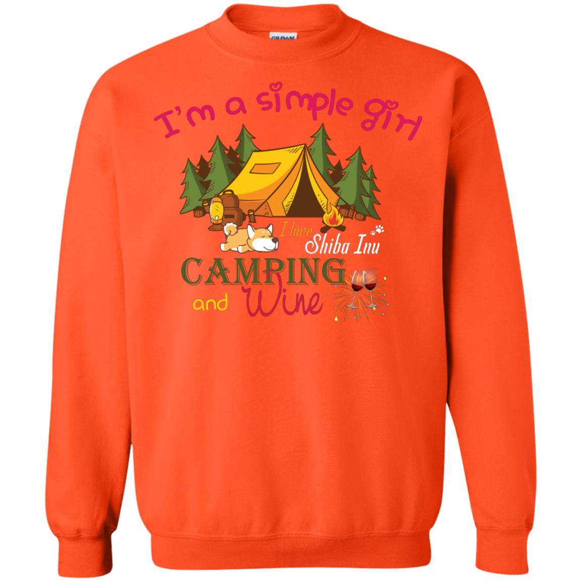 I’m A Simple Girl I Love Shiba Inu Camping And Wine Shirt Orange