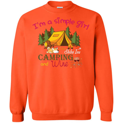 I’m A Simple Girl I Love Shiba Inu Camping And Wine Shirt Orange