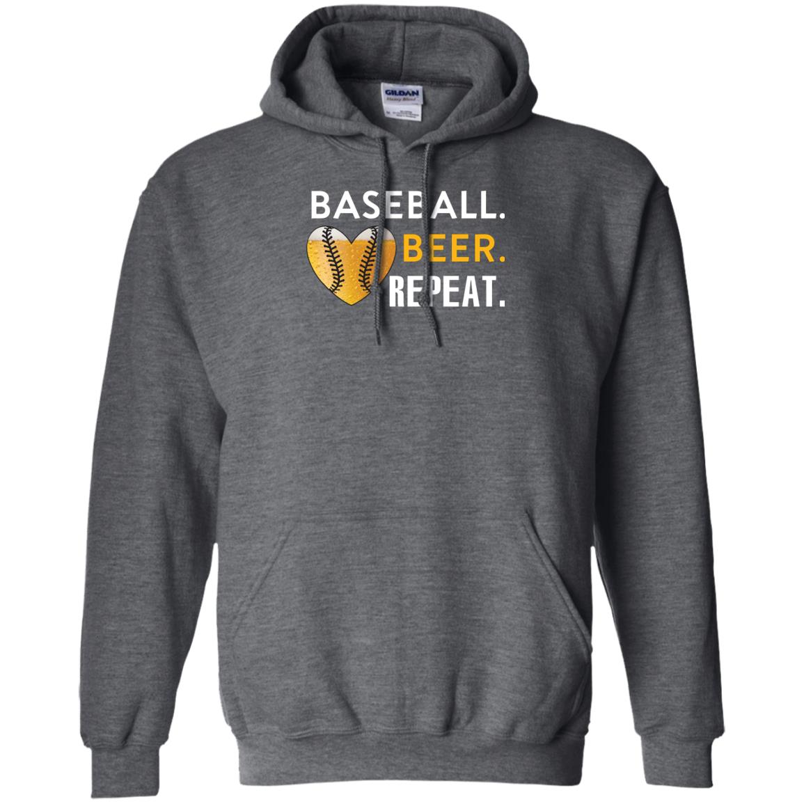 Baseball Lover T-shirt Beer Repeat Dark Heather