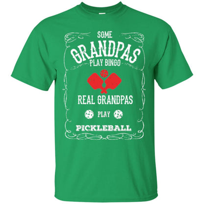 Papa T-shirt Real Grandpas Play Pickleball Irish Green