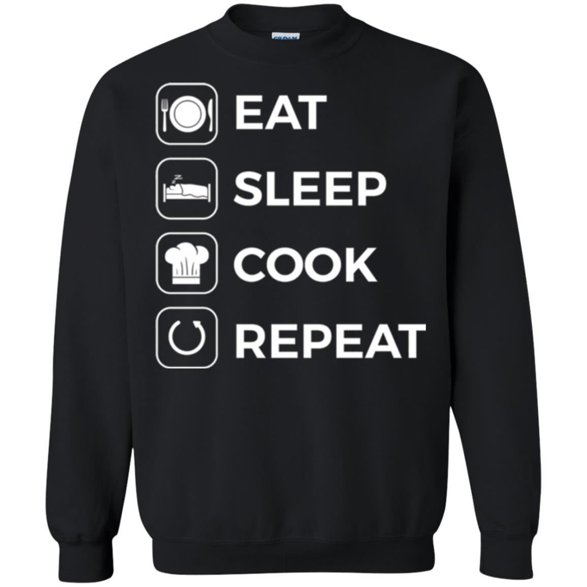 Chef T-shirt Eat Sleep Cook Repeat T-shirt Black