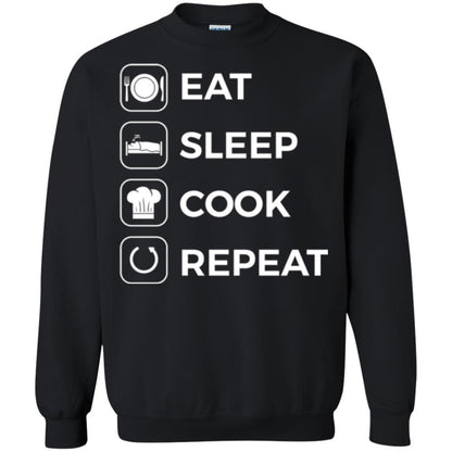 Chef T-shirt Eat Sleep Cook Repeat T-shirt Black