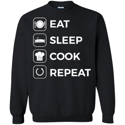 Chef T-shirt Eat Sleep Cook Repeat T-shirt Black