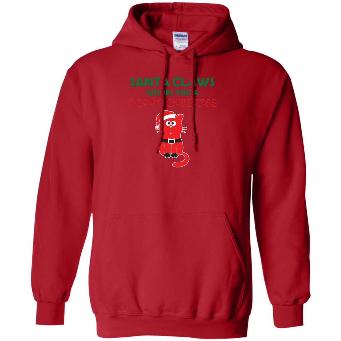 Christmas T-shirt Santa Claws Wishes You A Meowy Christmas Red