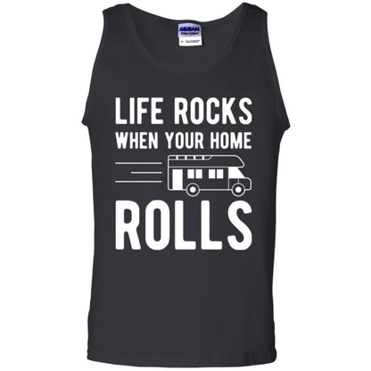 Camper Rv T-shirt Life Rocks When Your Home Roll Black