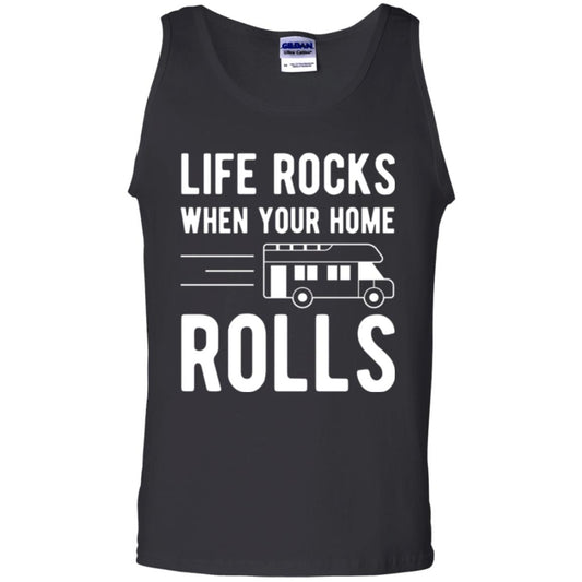 Camper Rv T-shirt Life Rocks When Your Home Roll Black