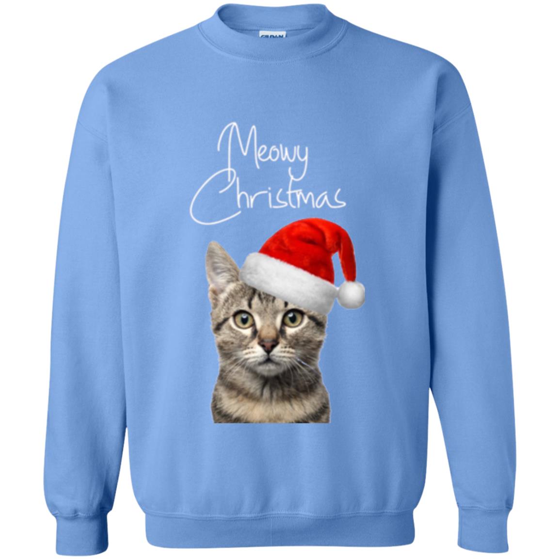 Cat Lovers T-shirt Merry Christmas Carolina Blue