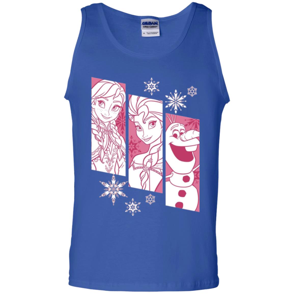Frozen Anna Elsa Olaf Snowflake Panel Graphic T-shirt Royal