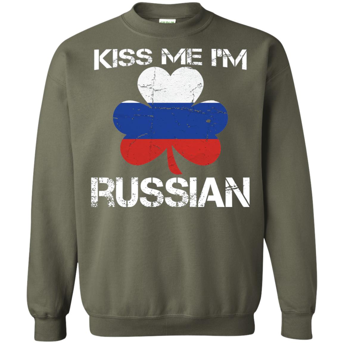 Kiss Me Russian Distressed St. Patrick_s Day 2018 T-shirt Military Green