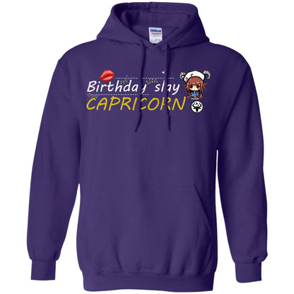 Cute Capricorn Girl Birthday Lip Slay T-shirt Purple
