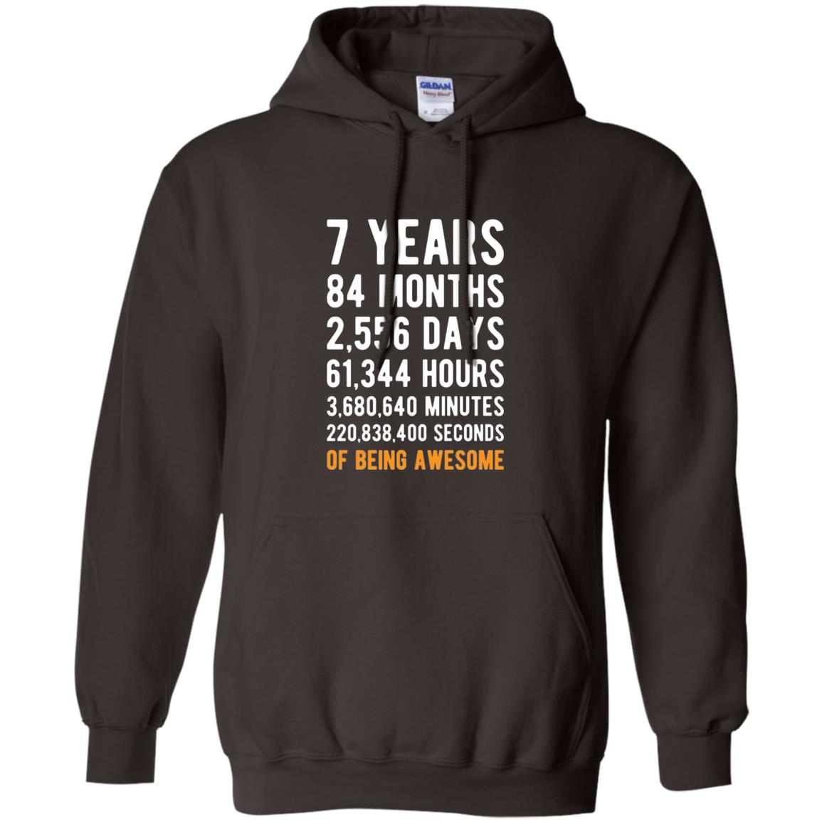 7th Birthday Shirt 7 Years Old Being Awesome Dark Chocolate