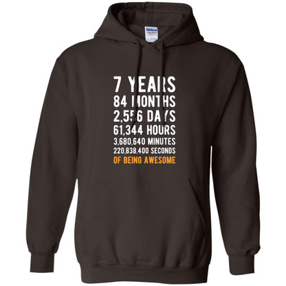 7th Birthday Shirt 7 Years Old Being Awesome Dark Chocolate