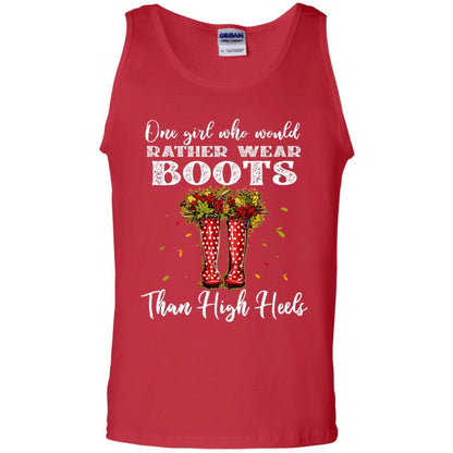 One Girl Who Would Rather Wear Boots Than High Heels Shirt Red