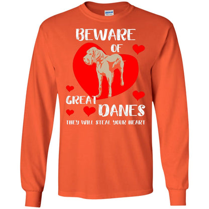 Beware Of Great Danes They Will Steal Your Heart Cute Shirt Orange