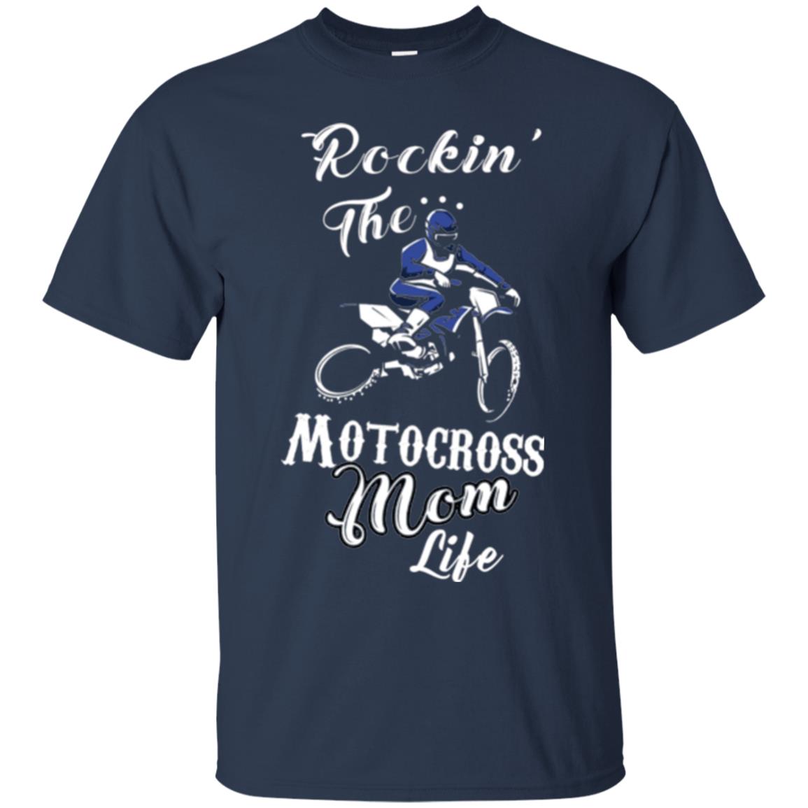 Rocking The Motocross Mom Life Mommy T-shirt Navy