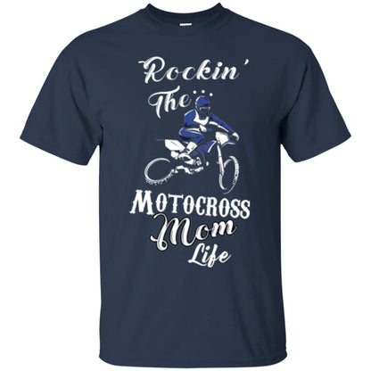 Rocking The Motocross Mom Life Mommy T-shirt Navy