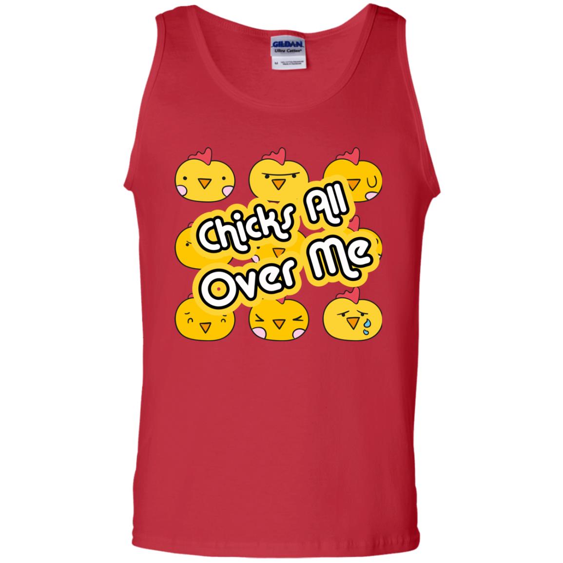 Chicks All Over Me Funny Chickens Shirt For Easter Day Red
