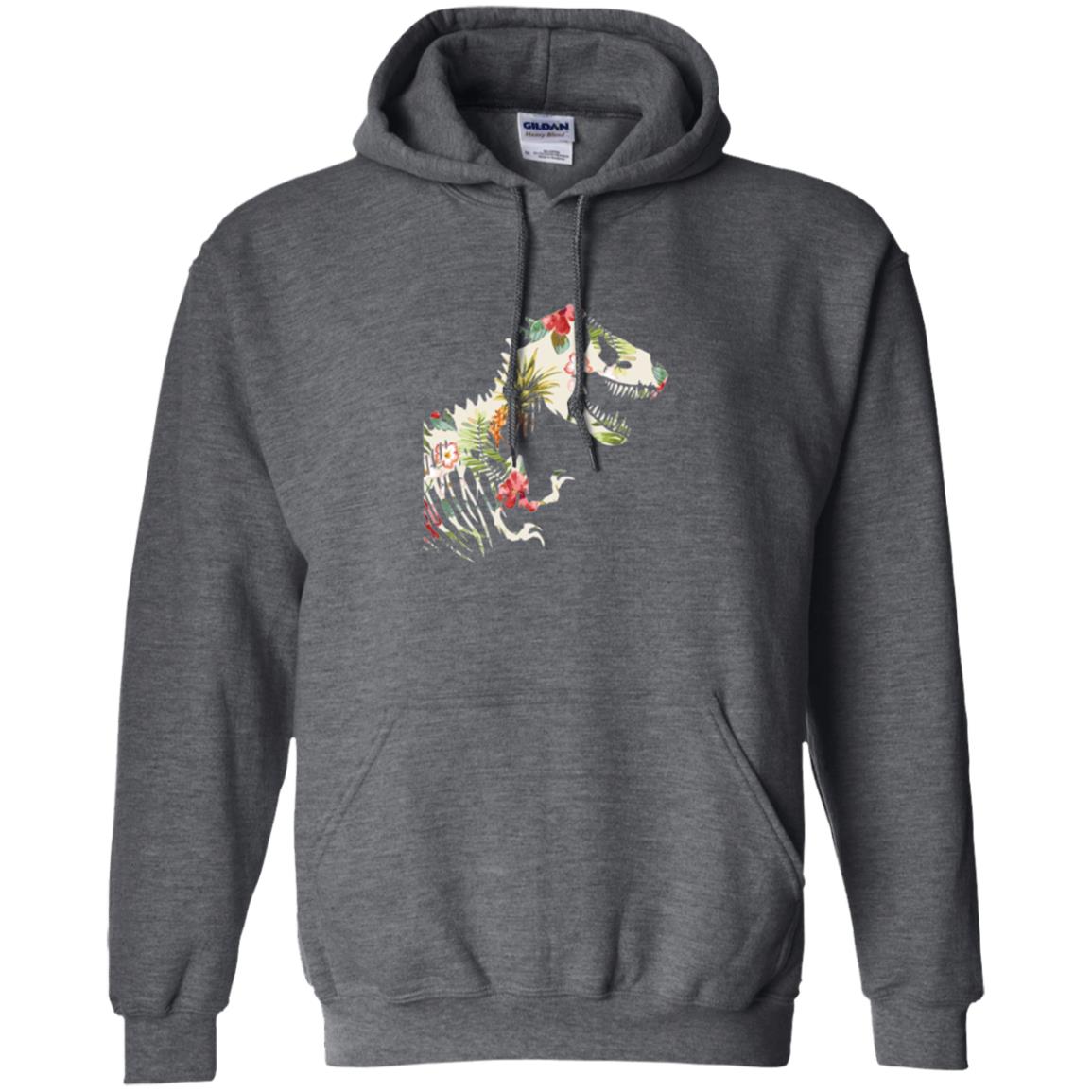Dinosaur T-shirt Floral Tropical Hawaiian Pattern T Rex Dark Heather