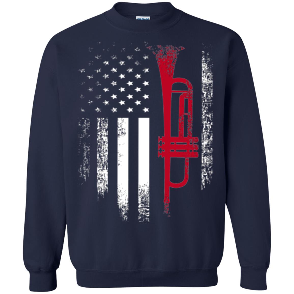 Trumpet Lovers T-shirt American Flag Navy