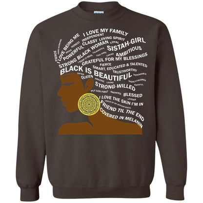Black Is Beautiful Black History Month Word Art T-shirt Dark Chocolate